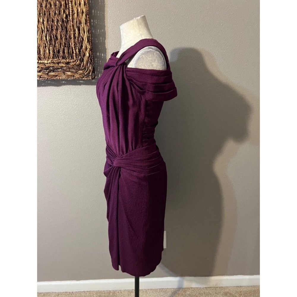 Tadashi Shoji Dress 8 Maroon Purple Silk Sheath Wedding Party Cruise Cocktail - Picture 6 of 8